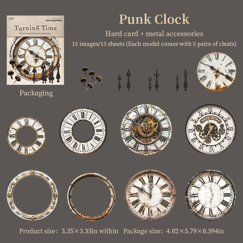 1126 Vintage clock cardstock sticker -20Pcs each pack