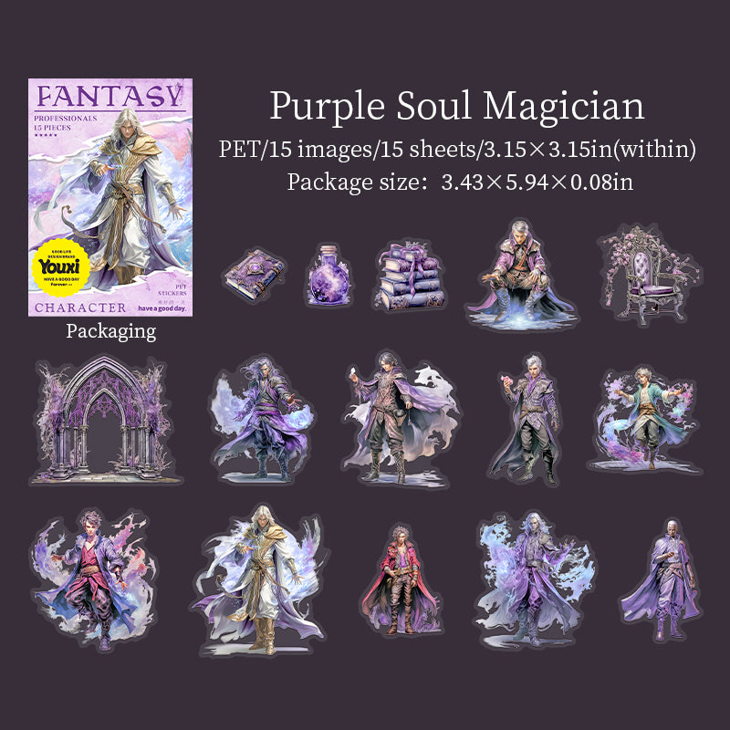 0623 Vintage figure PET Stickers -15Pcs each pack