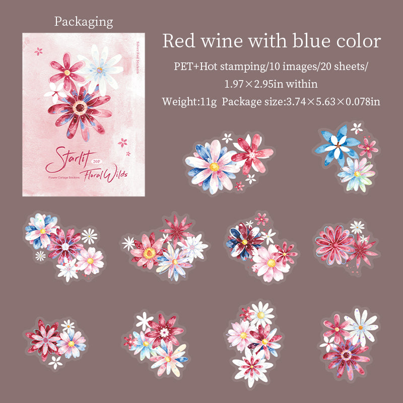 Starry Flower Wilds PET Stickers -20Pcs each pack