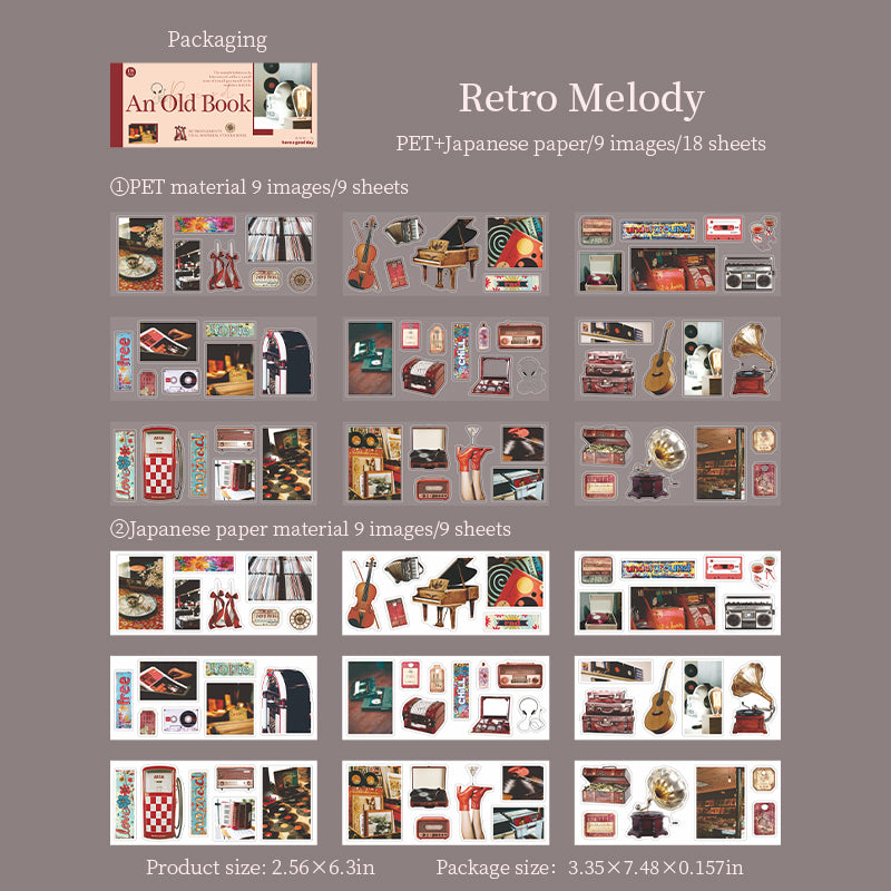 260306 An old book PET & Washi Sticker Book -18Pcs each pack