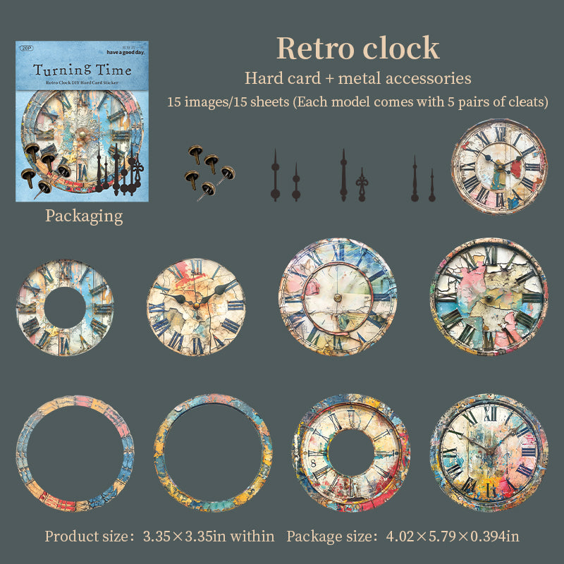 1126 Vintage clock cardstock sticker -20Pcs each pack