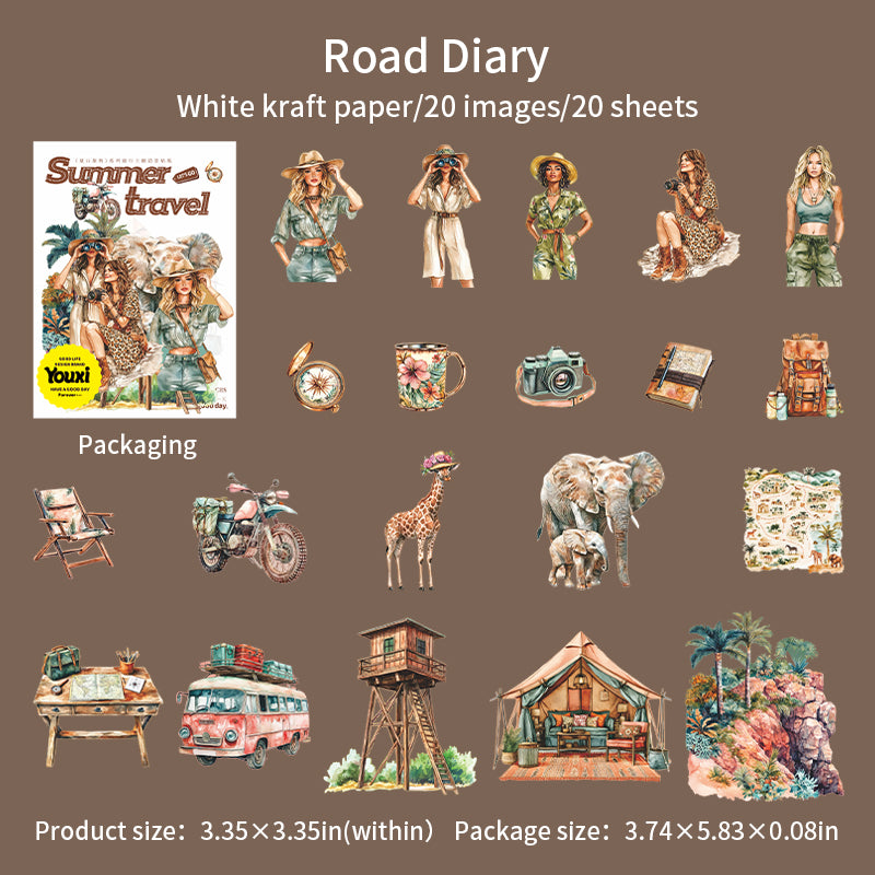 0618 Summer travel Solid Sticker -20Pcs each pack