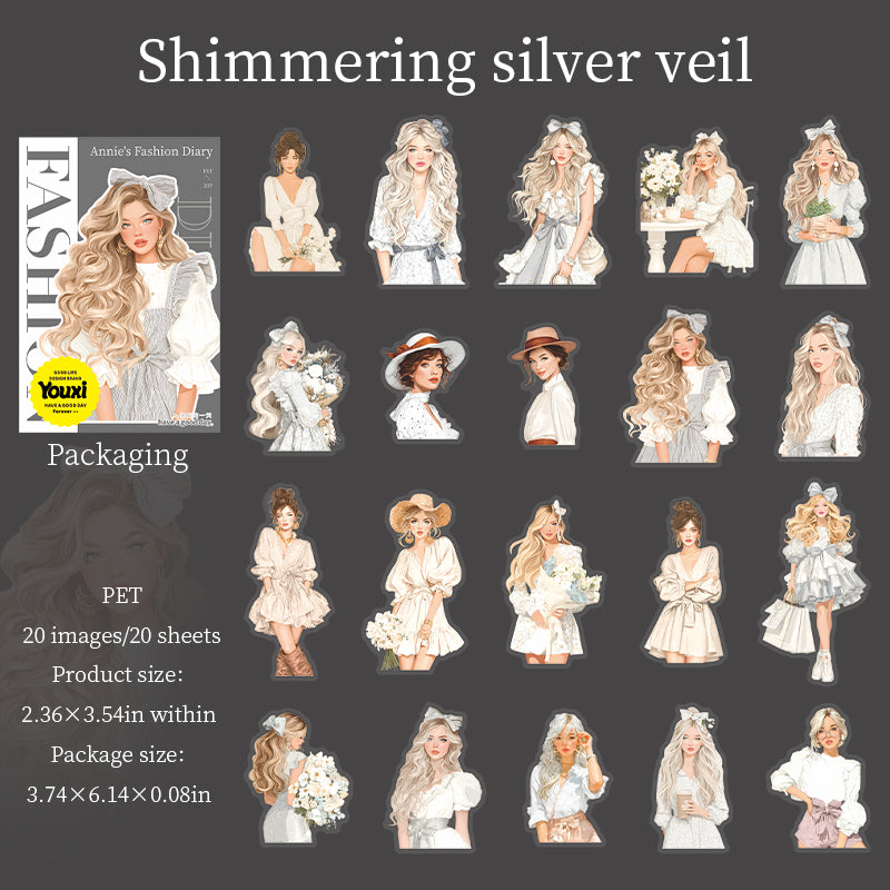 0811 Anne's Fashion Diary PET Sticker -20Pcs each pack