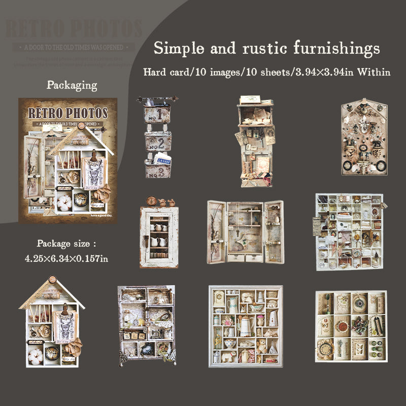 1126 Vintage cabinet cardstock sticker -10Pcs each pack