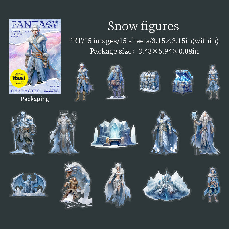 0623 Vintage figure PET Stickers -15Pcs each pack