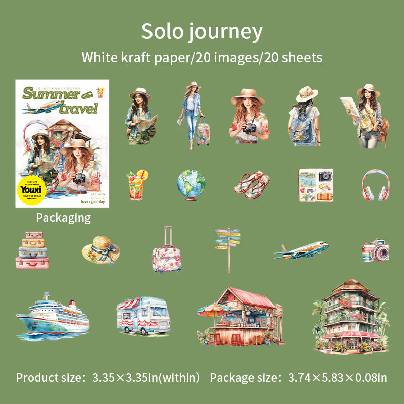 0618 Summer travel Solid Sticker -20Pcs each pack