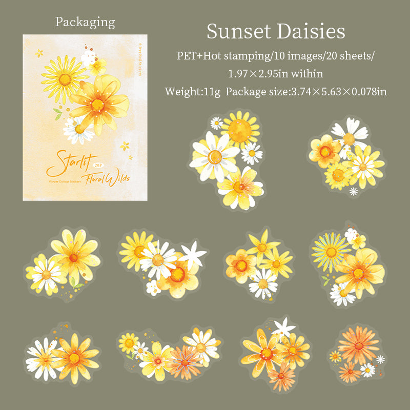 Starry Flower Wilds PET Stickers -20Pcs each pack
