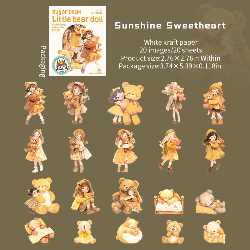 0812 Sugar bean little bear doll Sticker -20Pcs each pack