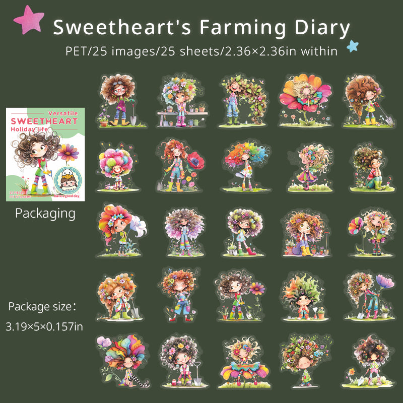 0723 Sweetheart's holiday life PET sticker -25Pcs each pack