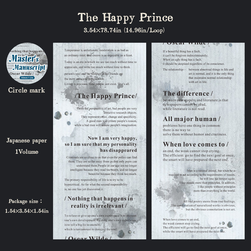 1202 Manuscripts of masterpieces Washi Tape -9cm*2m