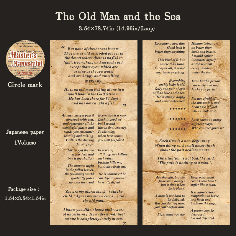 1202 Manuscripts of masterpieces Washi Tape -9cm*2m