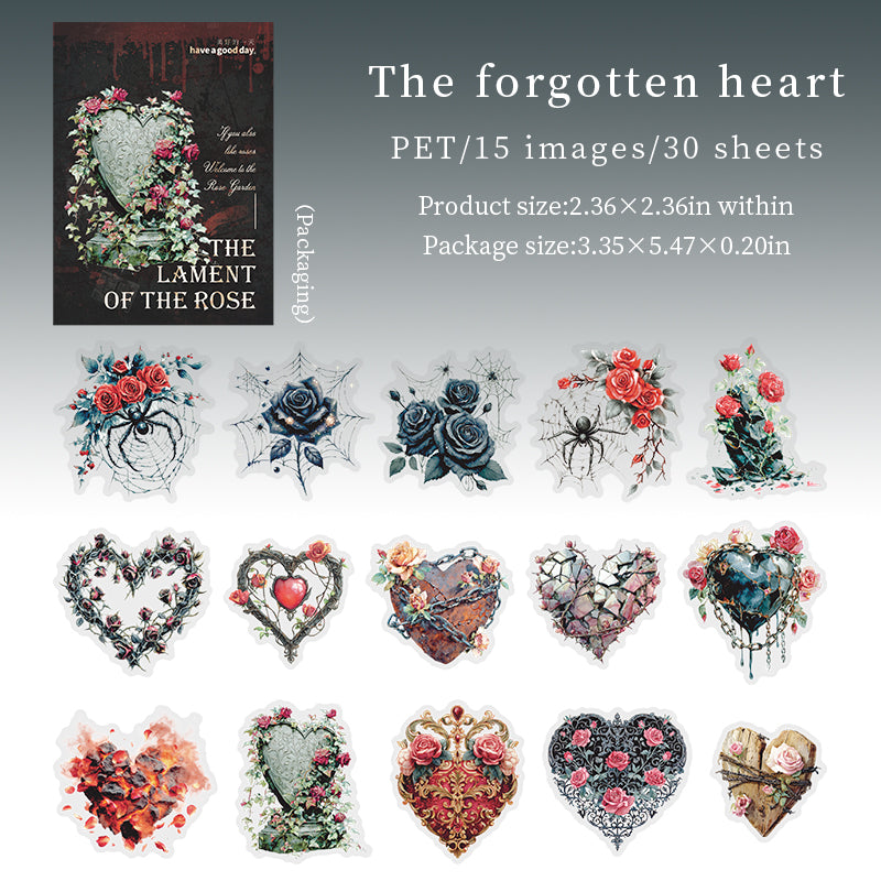 1205 Dark Gothic rose PET sticker -30Pcs each pack