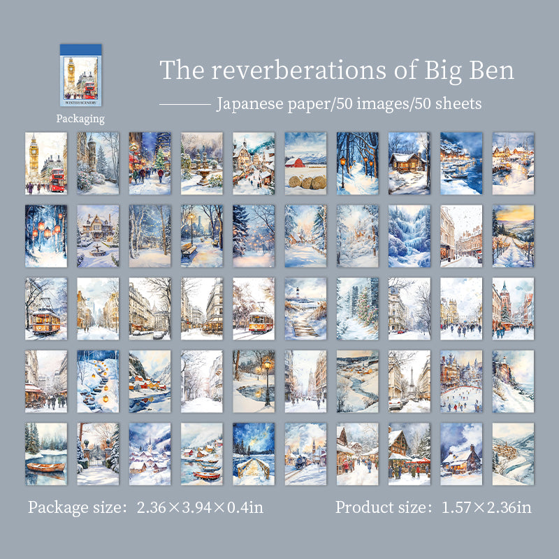 1101 Winter landscape Washi sticker book -50Pcs each pack