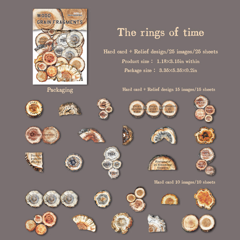 1210 Wood grain fragments cardstock sticker -25Pcs each pack