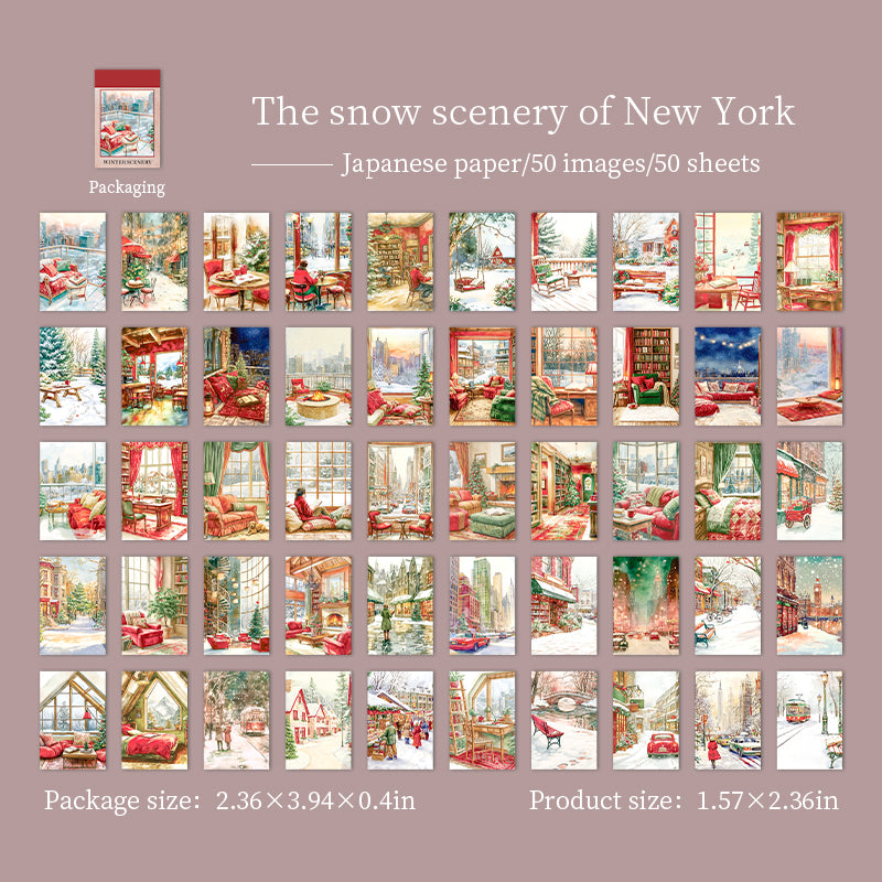 1101 Winter landscape Washi sticker book -50Pcs each pack