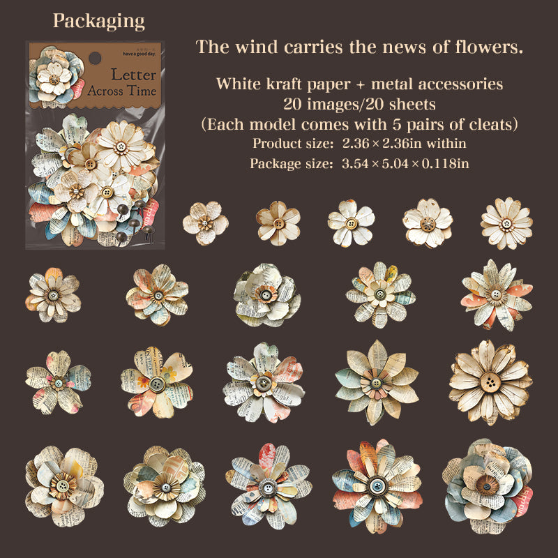 1022 Vintage book pages Solid sticker -20Pcs each pack
