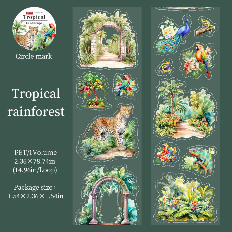 0623 Tropical rainforest PET tape *pre-cut -6cm*2M