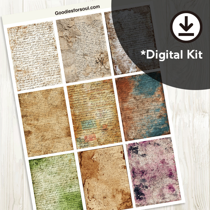 Vintage handwritten manuscript ATC Cards, 9 Designs Included, Instant Download Digital Kit for Art