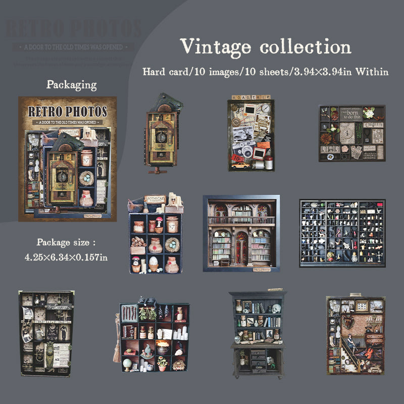 1126 Vintage cabinet cardstock sticker -10Pcs each pack