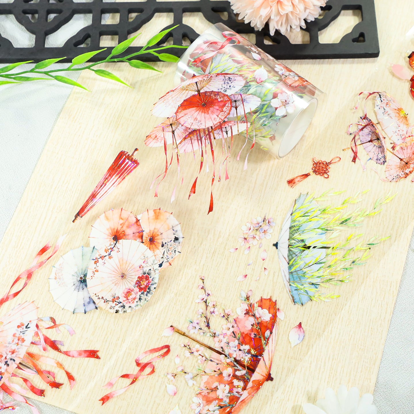 Lanterns and Red Umbrellas Gathering Tape -7cm*2m