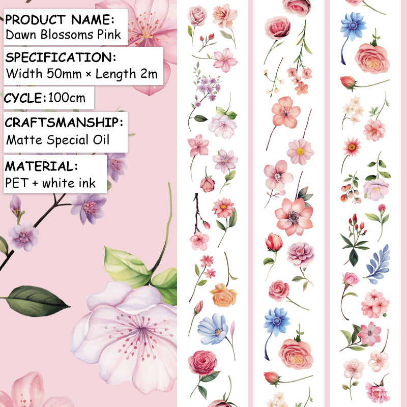 260117 T-514 Dawn Blossoms Pink PET Tape -5cm*2m