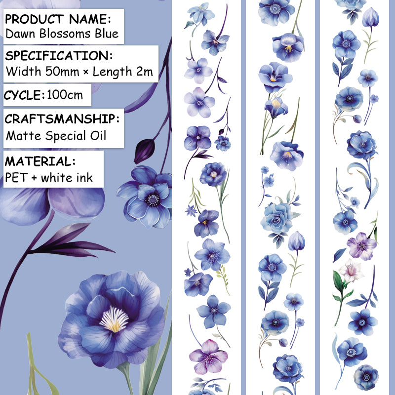 260117 T-515 Dawn Blossoms Blue PET Tape -5cm*2m