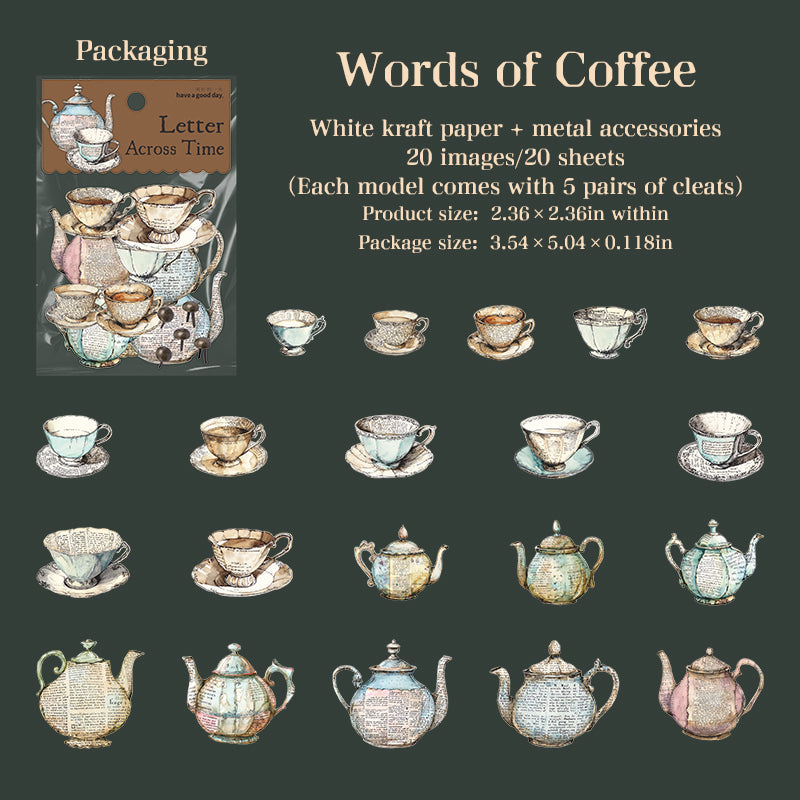 1022 Vintage book pages Solid sticker -20Pcs each pack