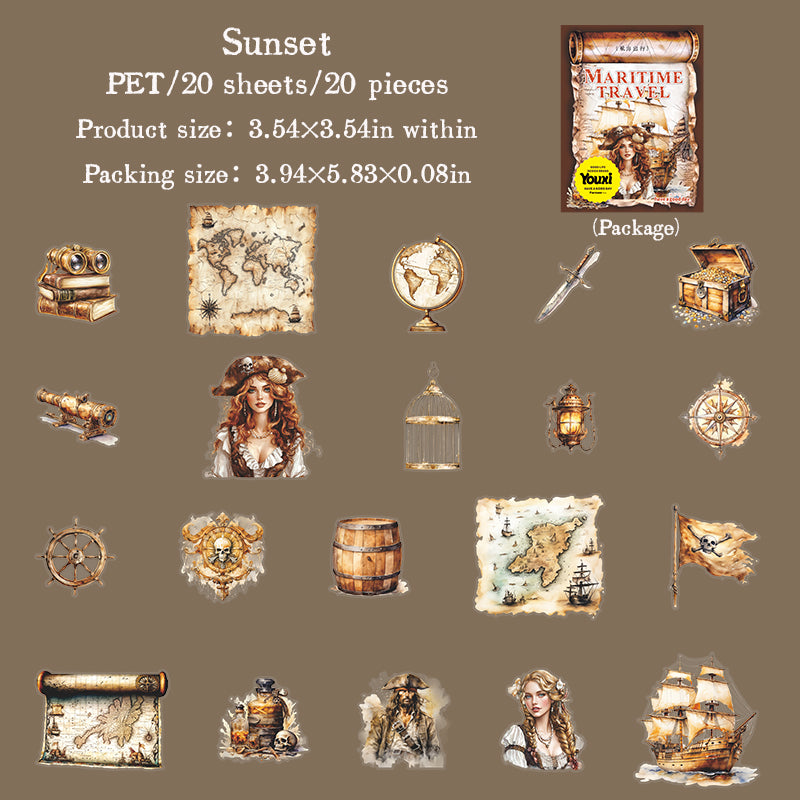 0529 Sailing trip PET Sticker -20Pcs each pack