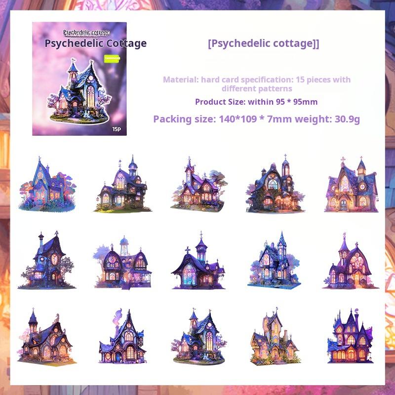 0603 Romantic cabin cardstock sticker -15Pcs each pack