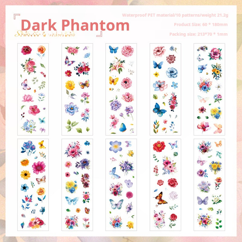 0619 Flower precut PET Sticker -10Pcs each pack