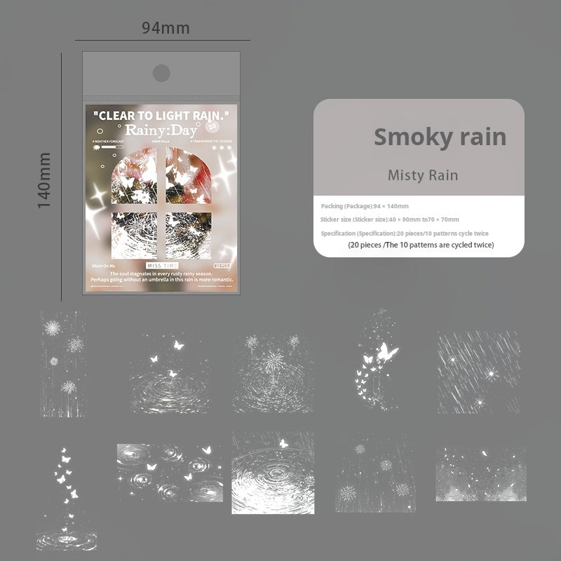 0709 Rainy day PET sticker -20Pcs each pack