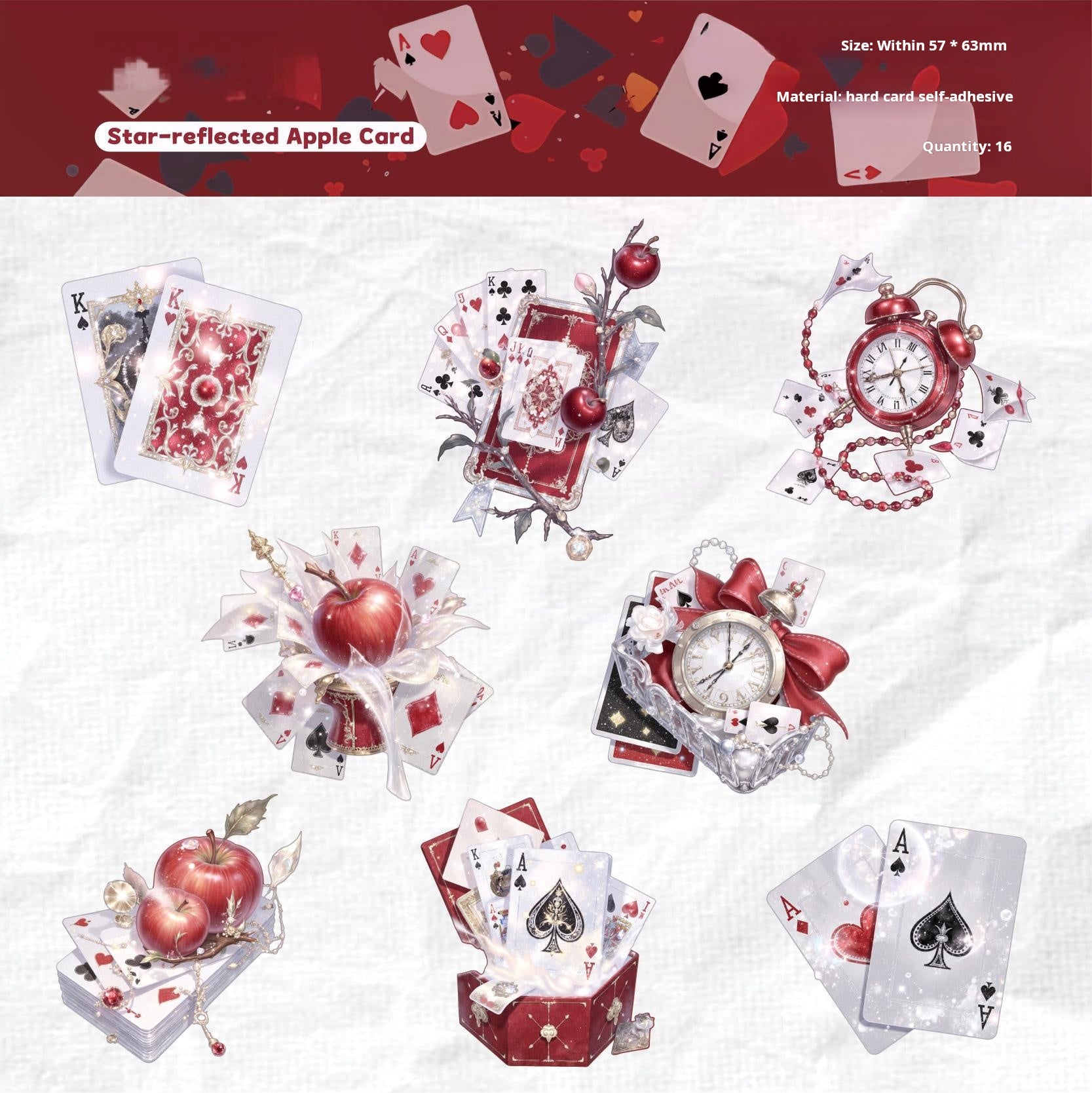260115 Playing card cardstock sticker -16Pcs each pack