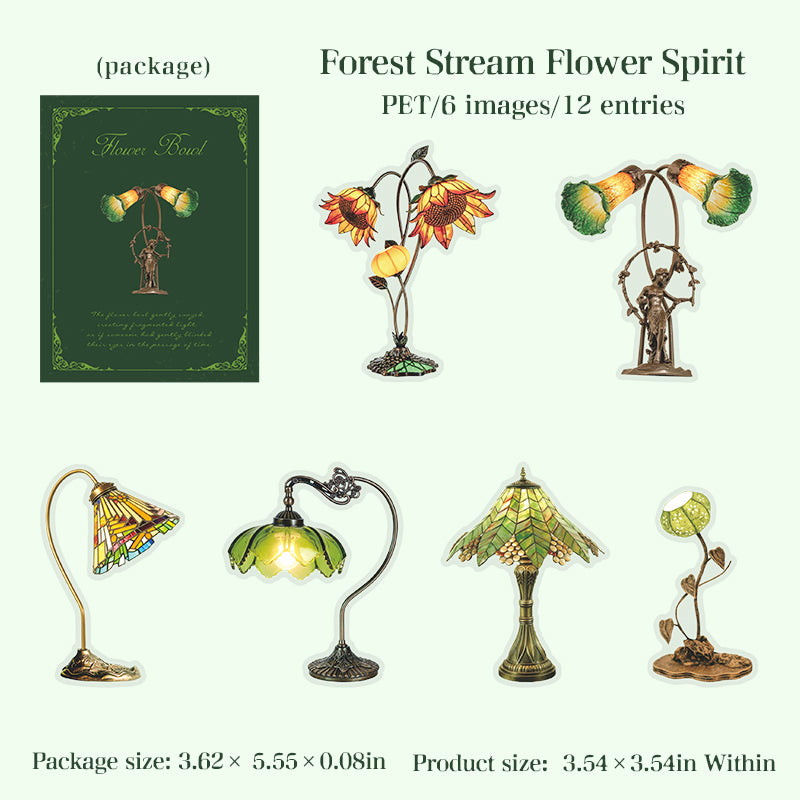 260102 Flowers desk lamp PET sticker -12Pcs each pack