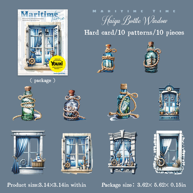 0708 Sailing time cardstock sticker -10Pcs each pack