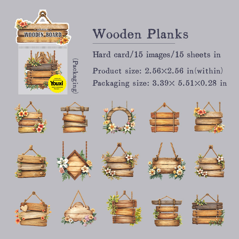 0902 Garden wooden sign cardstock sticker -15Pcs each pack