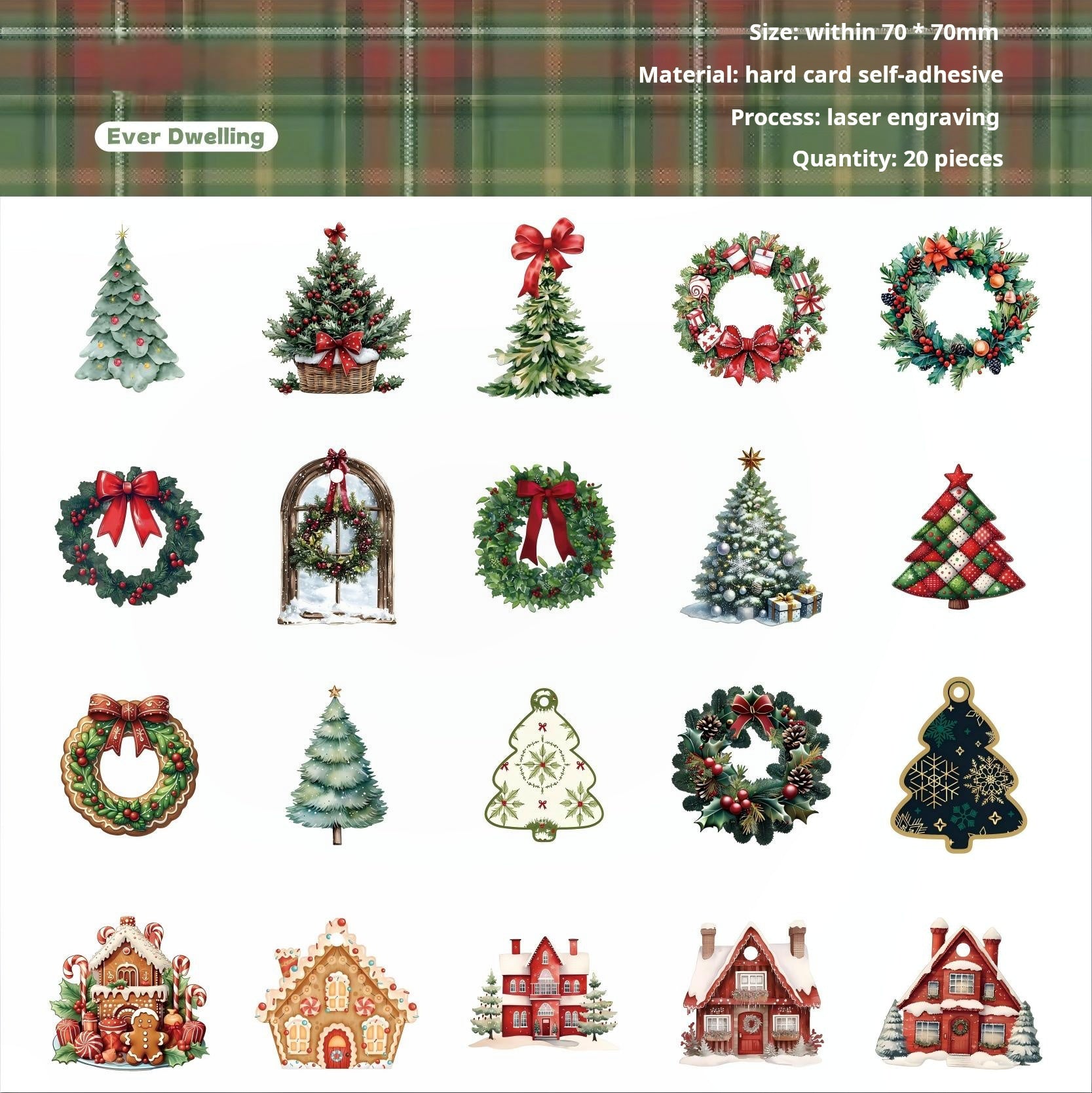 0926 Christmas cardstock Sticker -20Pcs each pack