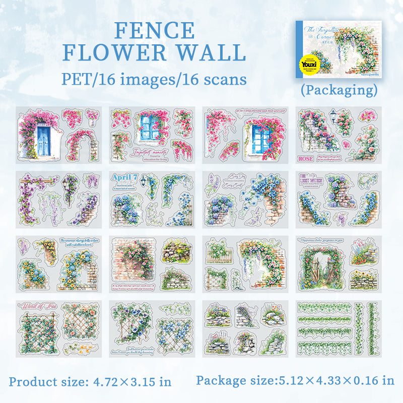 0514 The Forgotten Corner Series PET Sticker Book -16Pcs each pack