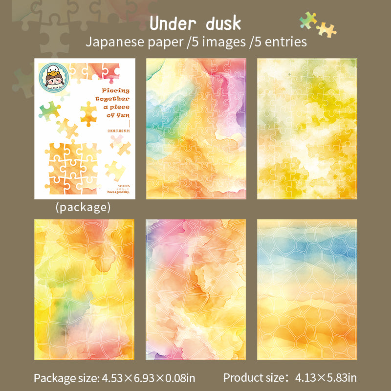 0529 Watercolor Washi Sticker -5Pcs each pack