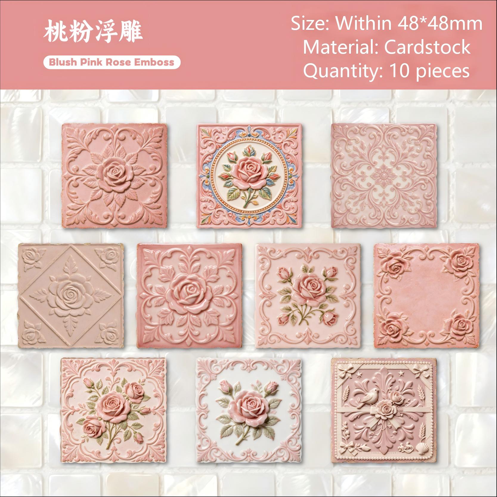 Vintage Embossed Tile Cardstock Stickers -10Pcs each pack