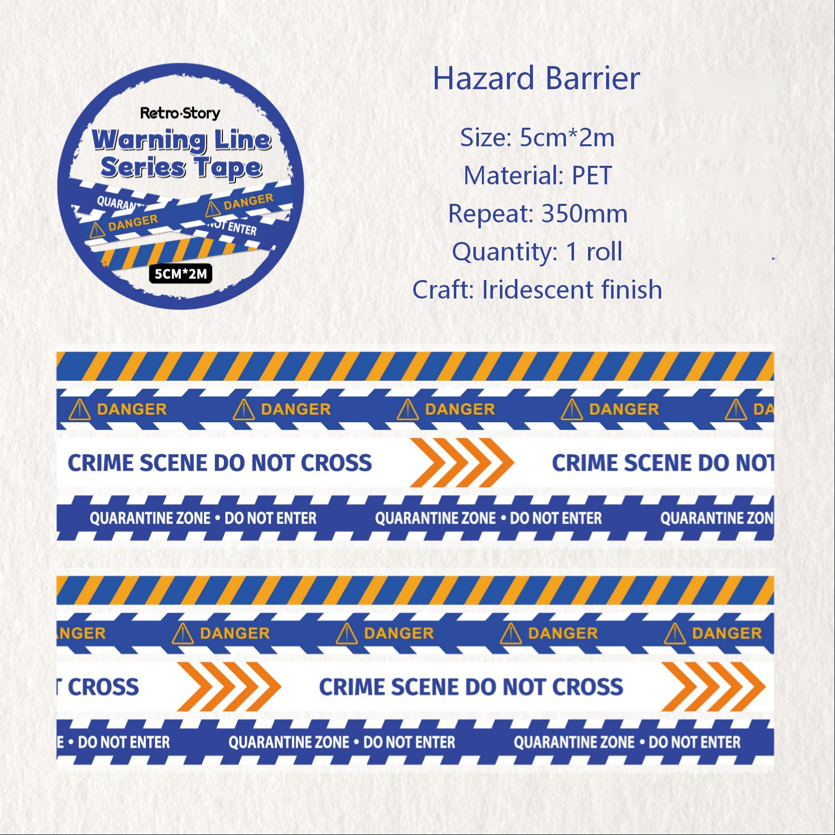 Vintage Warning Tape PET Tape (5cm x 2m)