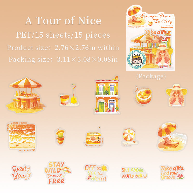 0529 Escape city plan PET Sticker -10Pcs each pack