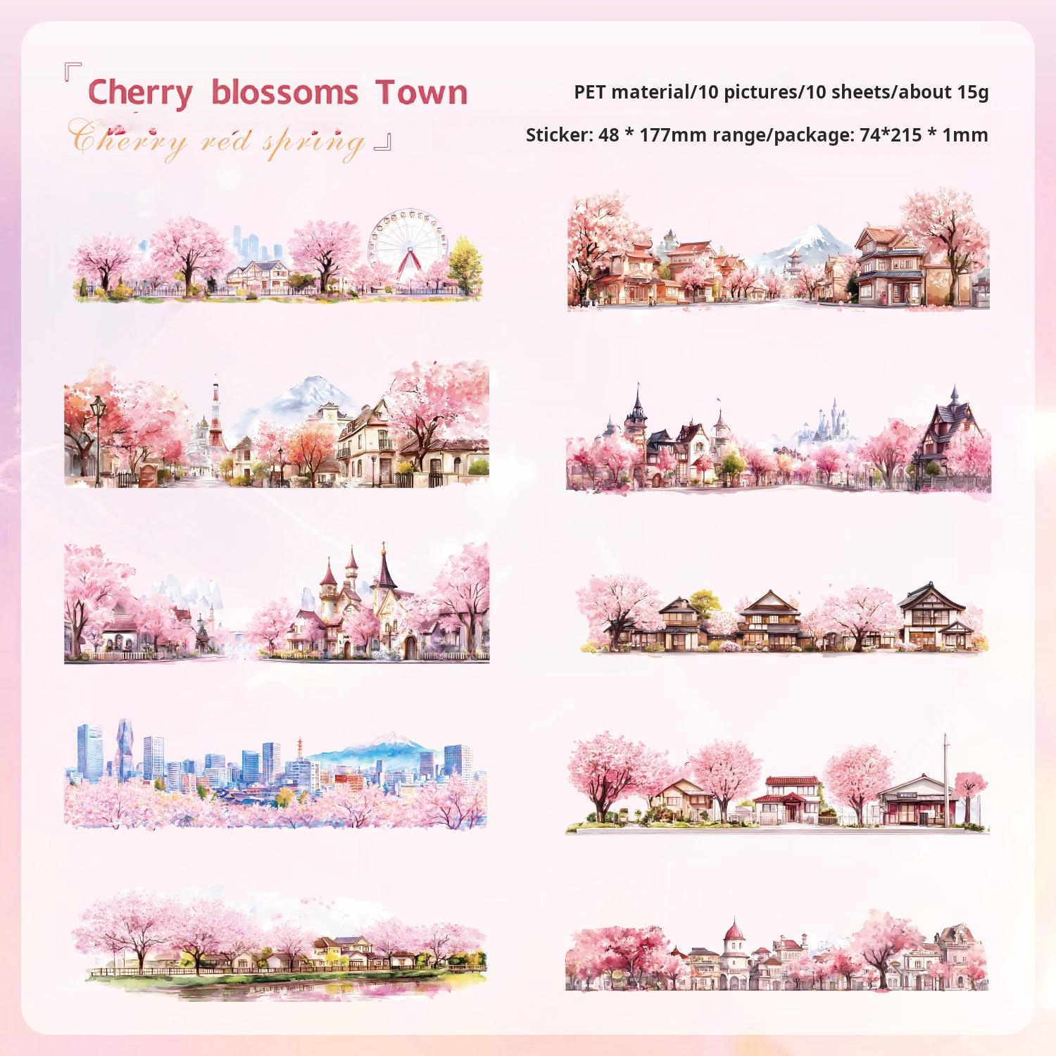 0729 Small town scenery PET Sticker -10Pcs each pack