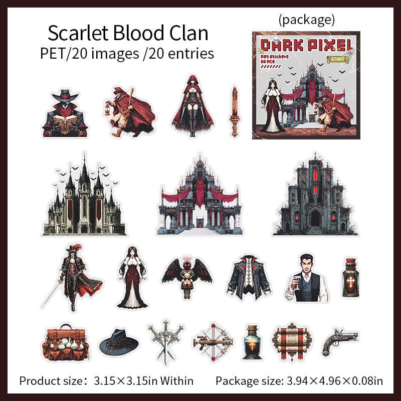 260319 Dark Pixel PET Sticker -20pcs each pack