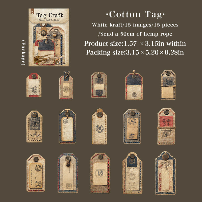 1126 Label handmade cardstock sticker -15Pcs each pack