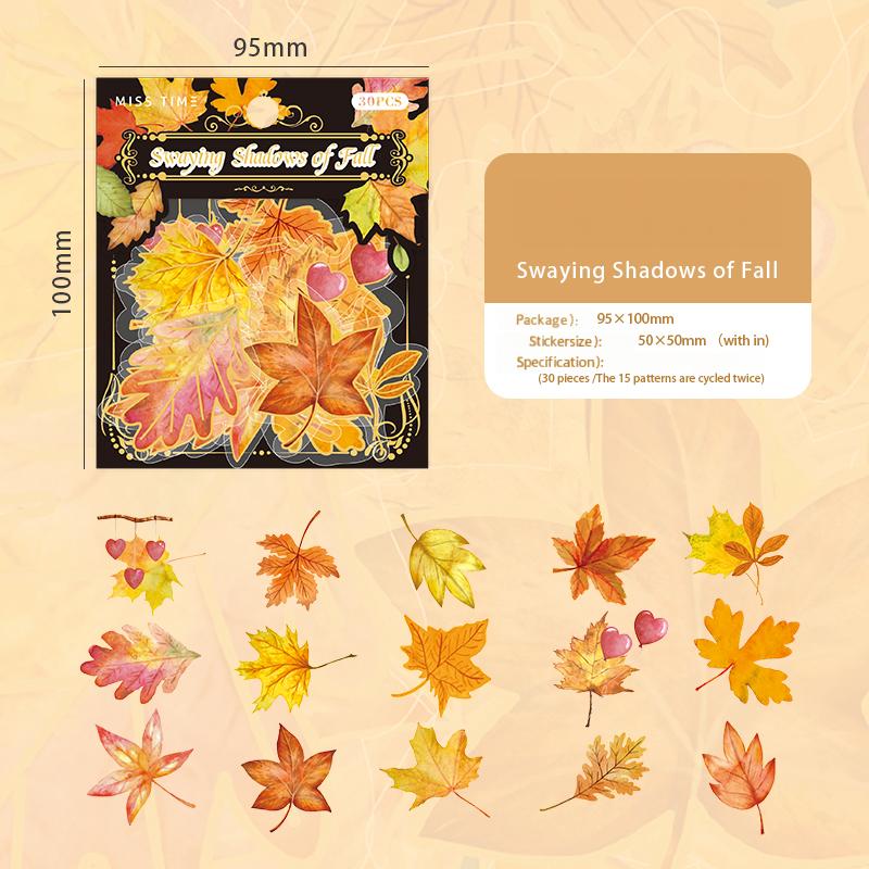 0918 Maple leaf PET Sticker -15Pcs each pack