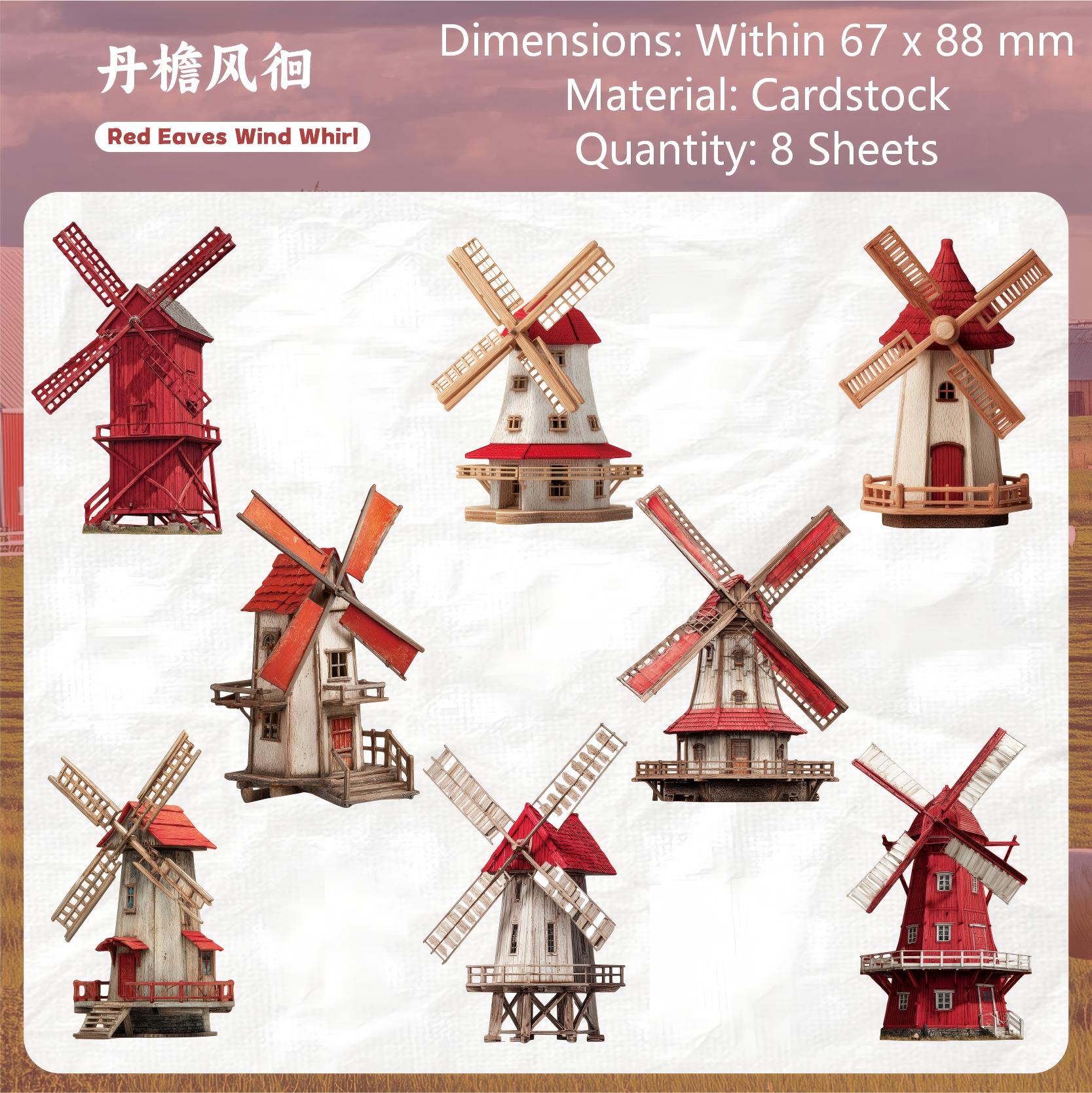 260314 Windmill cardstock Sticker -8Pcs each pack