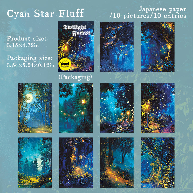 0521 Twilight forest Washi Sticker -10Pcs each pack