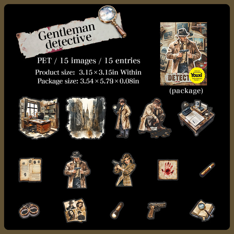 0902 Holmes's Journal PET Sticker -15Pcs each pack