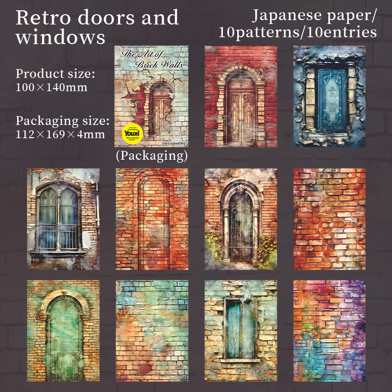 0529 Brick wall art Washi Sticker -10Pcs each pack