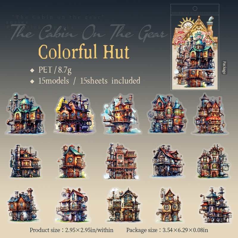 0802 Steampunk House PET Sticker -30Pcs each pack